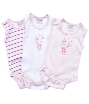 Σετ 3 Κορμάκια Αμάνικα Ροζ