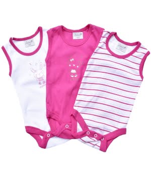 Σετ 3 Κορμάκια Αμάνικα Φούξια