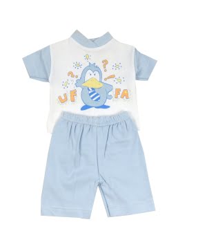 Πυτζαμάκι Βρεφικό Βαμβακερό Σιέλ Πιγκουίνος