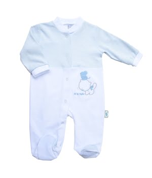 Βαμβακερό Φορμάκι Λευκό/Σιέλ Γατούλα & Ποντικάκι