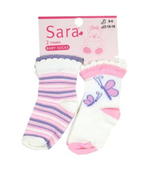 Σετ 2  Ζευγάρια Καλτσάκια Εκρού Μωβ