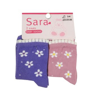 Σετ 2 Καλτσάκια Μωβ Λουλουδάκια