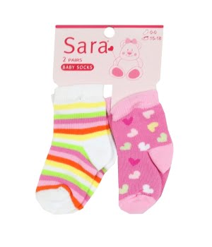 Σετ 2 Καλτσάκια Ριγέ & Καρδούλες