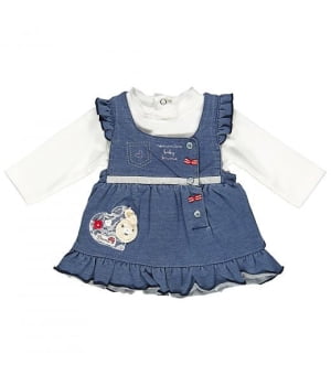Βρεφικό Φορεματάκι Αμάνικο & Μπλουζάκι Μπλε