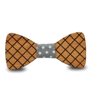 Ξύλινο Παπιγιόν Παιδικό Ρόμβοι Γκρι