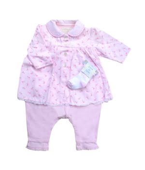 Φορμάκι/Φορεματάκι Βαμβακερό Ροζ Λουλουδάκια