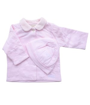 Μπουφανάκι/Ζακετάκι Βαμβακερό Ροζ & Σκουφάκι