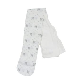 Παιδικό Καλσόν Λευκό με Γκρι Φιογκάκια