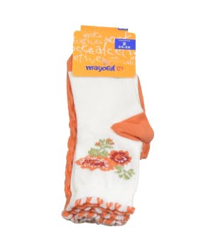 Σετ 2 Καλτσάκια Πορτοκαλί - Εκρού