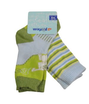 Σετ 2 Καλτσάκια Βρεφικά Σιέλ/Πράσινο