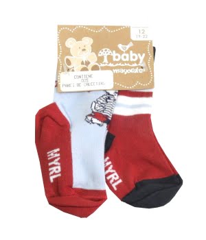 Σετ 2 Καλτσάκια Βρεφικά Κόκκινο/Σιέλ
