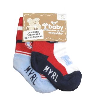 Σετ 2 Καλτσάκια Βρεφικά Κόκκινο/Μπλε