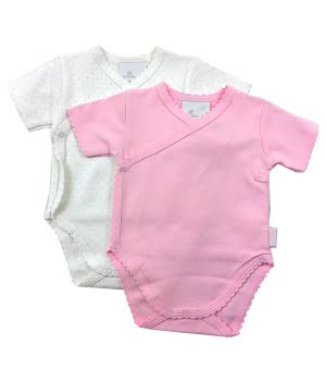Σετ 2 Κορμάκια Σταυρωτά Ροζ Πουά