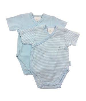 Σετ 2 Κορμάκια Σταυρωτά Σιέλ Ριγέ