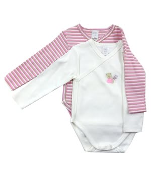 Εσωρουχα Μακρυμάνικα Σταυρωτά 2 τεμάχια Ροζ Ριγέ