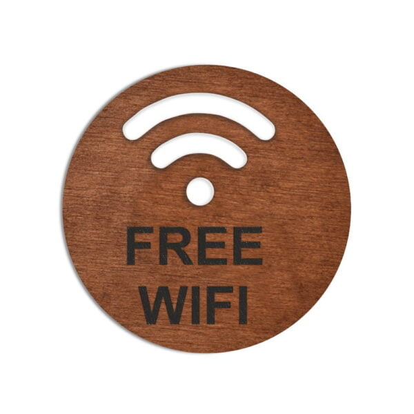 Ξύλινη στρογγυλή πινακίδα δωρεάν ίντερνετ (free wi-fi).