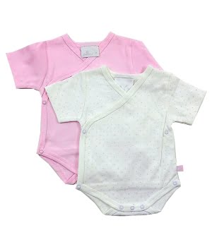 Σετ 2 Κορμάκια Σταυρωτά Ροζ Καρδούλες