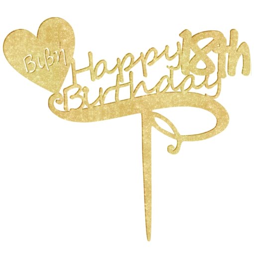 Ξύλινο Τόπερ για Τούρτα Happy Birthday και Όνομα - Image 2