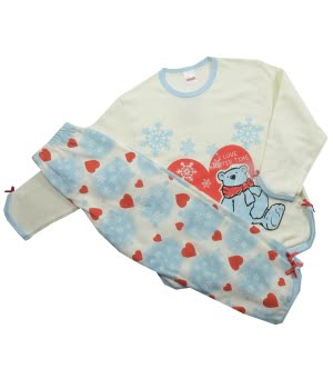 Πυτζαμάκι Χιονονιφάδες & Καρδιές Γαλάζιο