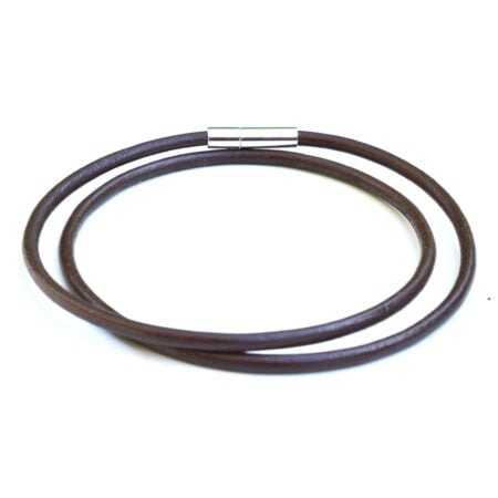 Δερμάτινο Βραχιόλι Καφέ Διπλό με Μεταλλικό Κούμπωμα