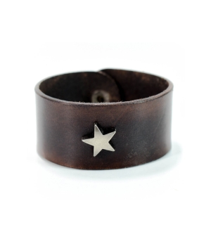 Βραχιόλι Δερμάτινο Καρυδί Αστέρι
