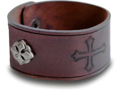Δερμάτινο Βραχιόλι Mahogany Σταυρός 3cm