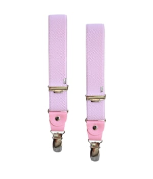 Τιράντες Μονόχρωμες με 4 Κλιπς με Δερμάτινο Τελείωμα Ροζ/Ροζ