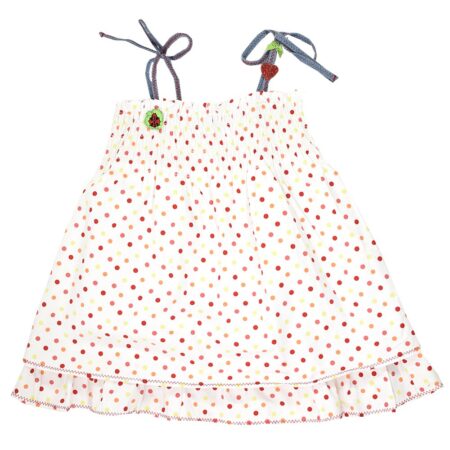 Φόρεμα Βρεφικό Πολύχρωμο Πουά Λευκό