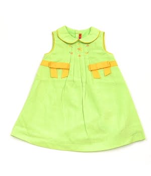 Λινό Φόρεμα Λαχανί