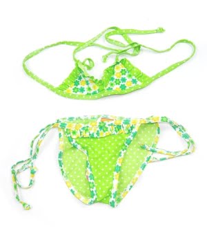 Μαγιό Μπικίνι Πράσινο Πουά & Λουλούδια
