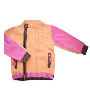 Πλεκτή Ζακέτα Κίτρινο/Ροζ