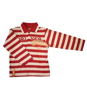 Μακρυμάνικο Πόλο Ριγέ Κόκκινο