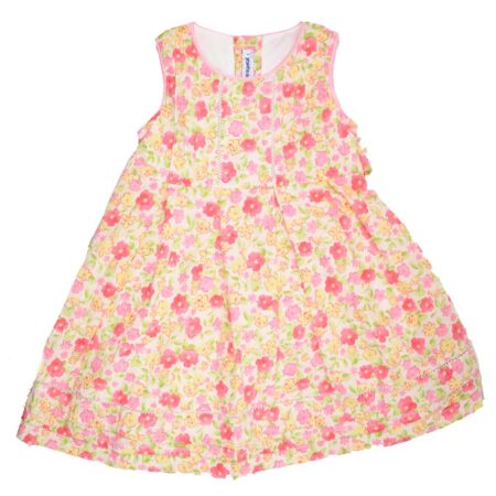 Φόρεμα Πολύχρωμο με Λουλούδια Ροζ