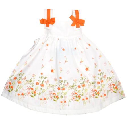 Φόρεμα Λευκό Πορτοκαλί Λινό