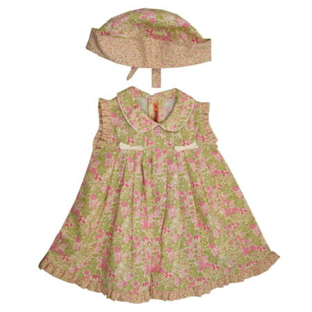 Φορεματάκι Βρεφικό Φλοράλ με Καπελάκι Πορτοκαλί
