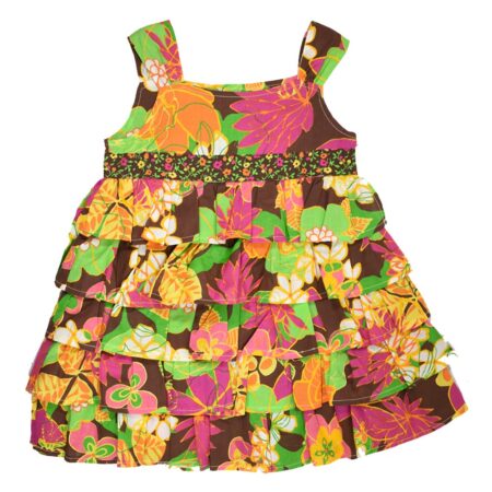 Φόρεμα Πολύχρωμο με Λουλούδια Πορτοκαλί