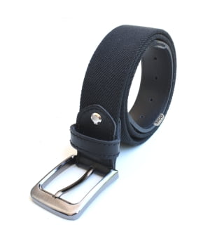 Ζώνη Ανδρική Ελαστική με Δερμάτινο Τελείωμα Μαύρο