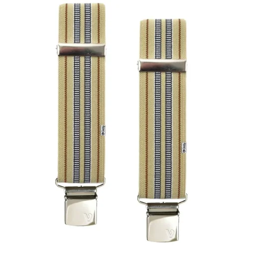 Ανδρικές Tιράντες 36mm 4 Κλιπς Μπεζ Γκρι Ρίγες