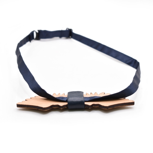 Ανδρικό Ξύλινο Παπιγιόν Φτερά Αετού με Δέρμα - Image 3