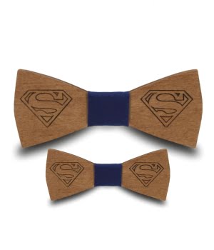 Σετ Ξύλινα Παπιγιόν Ανδρικό & Παιδικό Superman Μπλε