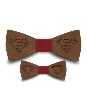 Σετ Ξύλινα Παπιγιόν Ανδρικό & Παιδικό Superman Κόκκινο