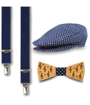 Σετ Τραγιάσκα, Τιράντες & Παπιγιόν Musical Πουά Μπλε