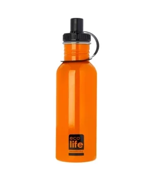 Μεταλλικό Ανοξείδωτο Μπουκάλι για Νερό 600ml Πορτοκαλί Sport