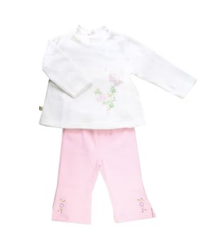 Σετ Μπλούζα Λευκή & Κολάν Ροζ
