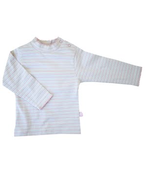 Μπλουζάκι Ριγέ Εκρού Ροζ