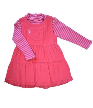 Φορεματάκι Κοτλέ & Μπλουζάκι Ριγέ Κοραλί