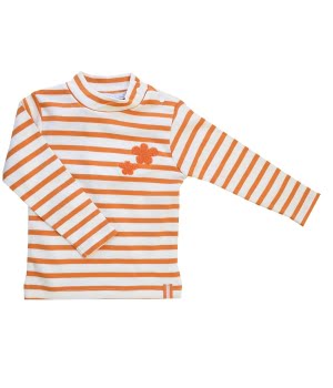 Βαμβακερό Μπλουζάκι Ριγέ Πορτοκαλί