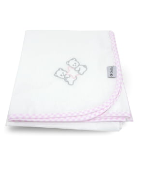 Πάνα Τετράγωνη Χασέ με Καρώ Ρέλι Ροζ Αρκουδάκια 90Χ90cm