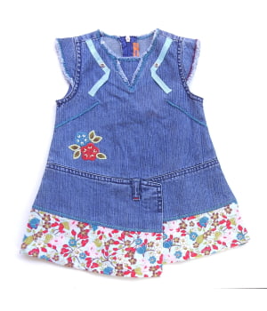 Βρεφικό Φορεματάκι Τζην με Βελούδινο Βολάν