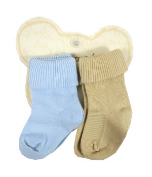 Σετ Βρεφικά Καλτσάκια Μπεζ Σιέλ 2 Ζεύγη